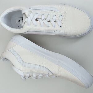 New Vans Old Skool Glitter White Sparkly Lace-up Sneakers  Womens 8